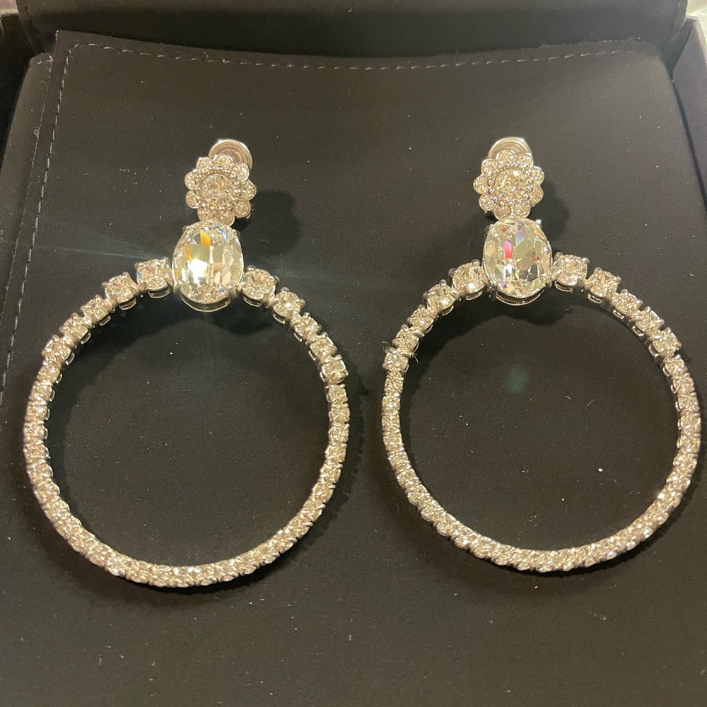 Authentic Miumiu crystal hoop earrings/ear clips
